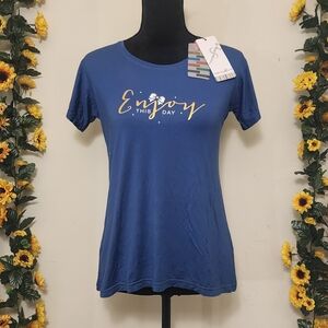 Women's Blue 'Enjoy This Day' Short Sleeve Tee